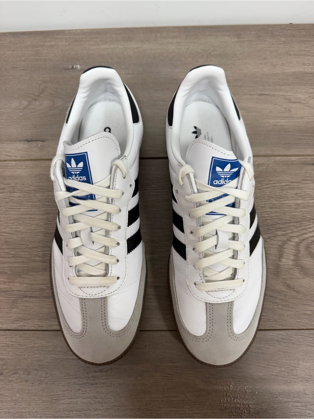 Used men’s Adidas Samba OG Shoes in the Cloud White / Core Black size 10 - Picture 4 of 10